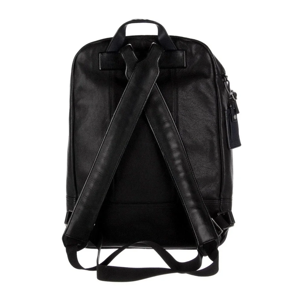 Tumi 68980 Mission Bryant Business All Leather Zip Black Backpack t602‎